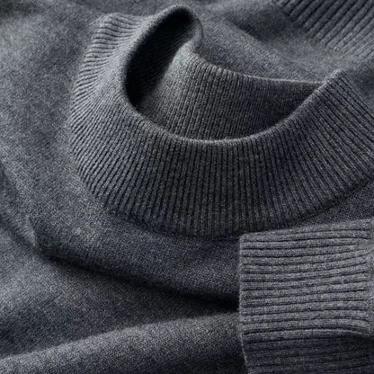 Men's Autumn Mock Turtleneck Sweater - Lightweight Warm Long Sleeve Knitted Casual Streetwear Pullover Top