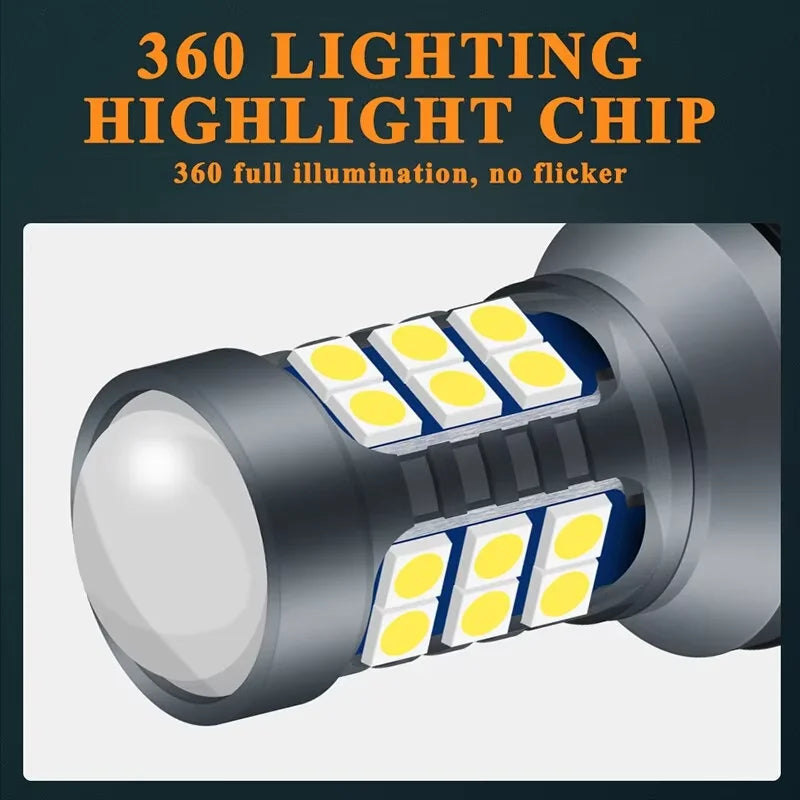 2PCS T20 7440/7443 LED Car Bulbs – 27SMD 3030 Chip WY21W W21W Signal, Backup & Reverse Plug & Play Automotive Lighting Lamps