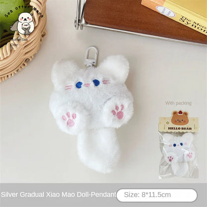 Cute Plush Cat Doll Keychain Pendant – Soft Backpack & Bag Charm Decorative Couple Gift Accessory for Girls