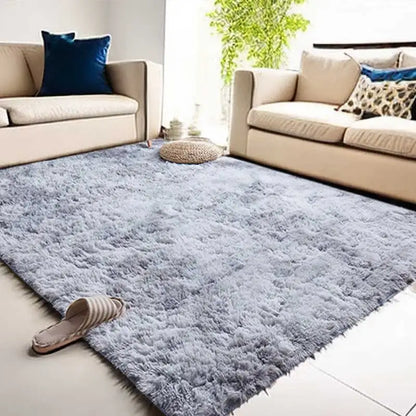 Plush Fluffy Area Rug – Soft Green & Pink Carpet for Living Room, Sofa, Coffee Table, Kids Room, Non-Slip Home Decor Mat