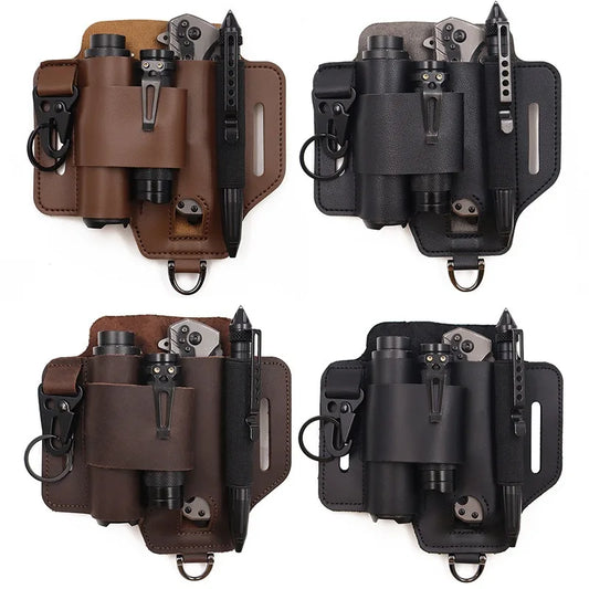 EDC Tactical Tool Holster - Outdoor Waist Storage Pouch for Flashlight, Knife & Wilderness Survival Gear