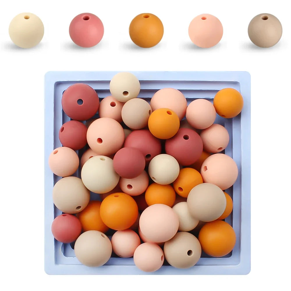 15mm Silicone Beads Set - Colorful Loose Beads for DIY Keychains, Jewelry & Beaded Pen Crafts