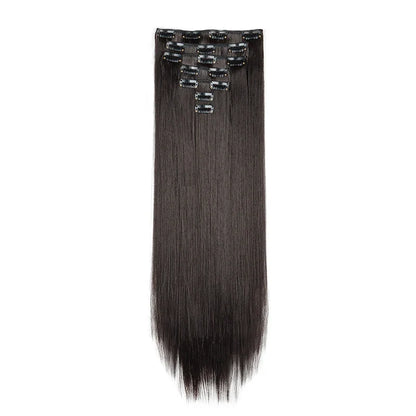 WIGSIN 24 Inch Synthetic Hair Extensions - 7PCS Long Straight Clip-In Hairpieces for Women in Black and Blonde Styles