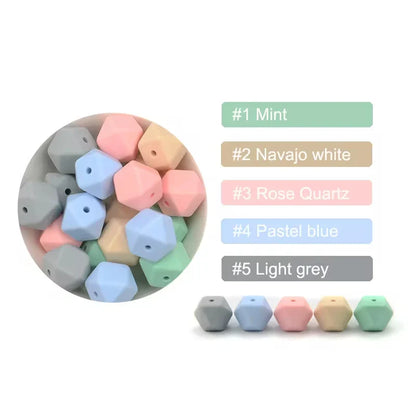 LOFCA 10PCS Hexagon Silicone Beads (14mm/17mm) – DIY Jewelry Making & Pacifier Chain Accessories Bulk Set
