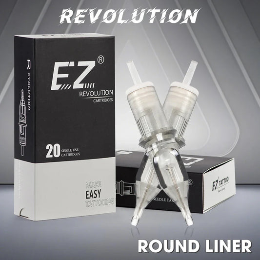 EZ Revolution RC0803RLT Tattoo Cartridge Needles - Round Liner Super Tight 7mm Taper for Rotary Pen Machine 20-Pack