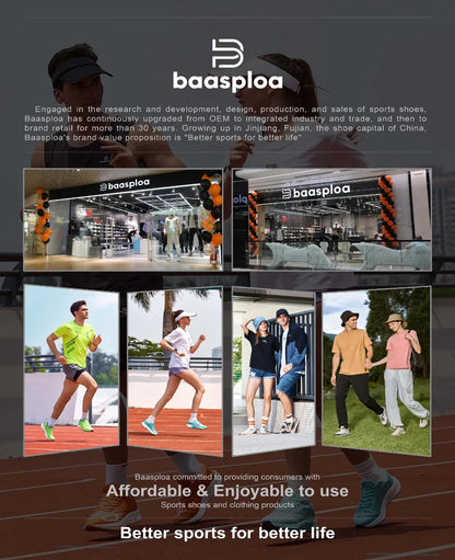 Baasploa Lightweight Running Shoes for Men - 2023 Designer Mesh Lace-Up Sneakers for Outdoor Sports