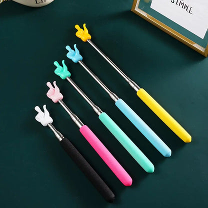 Retractable Teacher Pointer — Stainless Steel Telescopic Finger Design Stick for Classroom Teaching Supplies