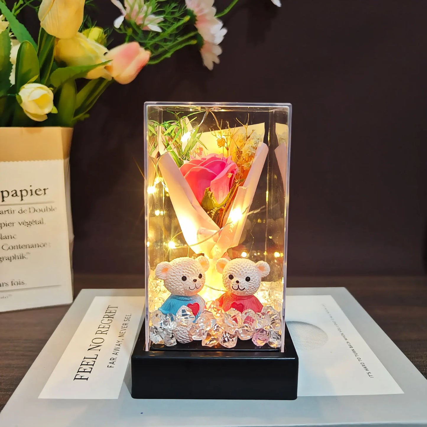 LED Eternal Rose Gift - 24K Gold Foil Flower with Glass Dome Light for Valentine’s Day, Wedding & Special Occasions