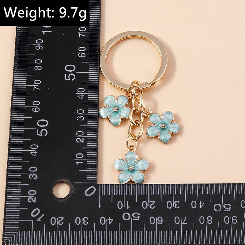 Sakura Flower Enamel Keychain - Colorful Cute Key Ring Handbag Accessory Gift for Women & Girls