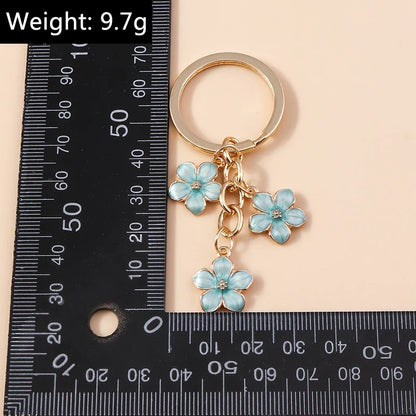 Sakura Flower Enamel Keychain - Colorful Cute Key Ring Handbag Accessory Gift for Women & Girls