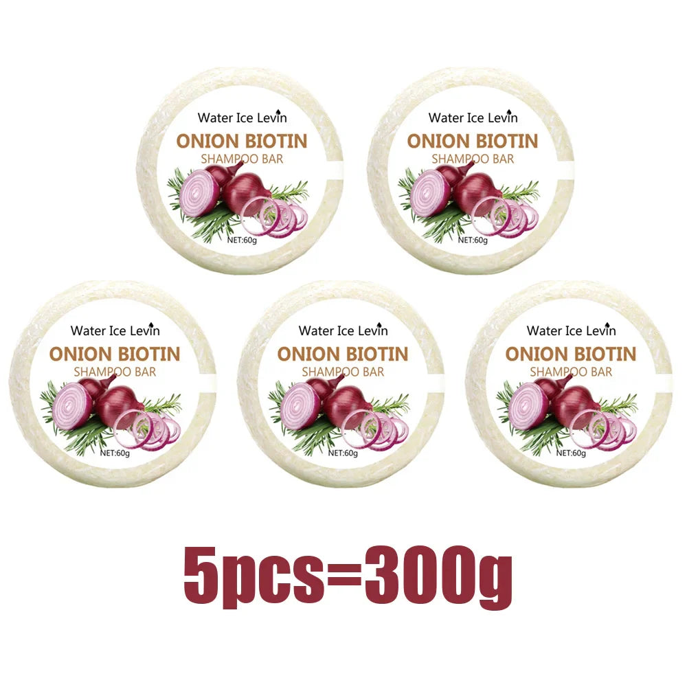 Onion & Biotin Shampoo Soap Bar 60g with Rosemary Extract for Moisturizing Hair Care