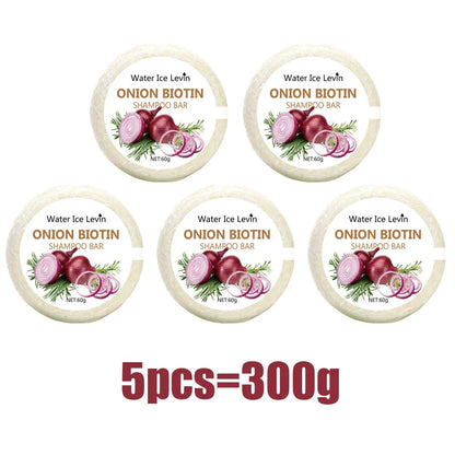 Onion & Biotin Shampoo Soap Bar 60g with Rosemary Extract for Moisturizing Hair Care