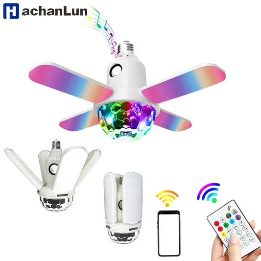 E27 LED Bulb Fan Light - Bluetooth Speaker Ceiling Lamp With Remote Control & Foldable Blades