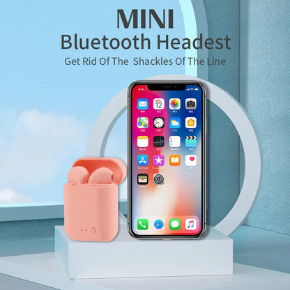 I12 Macaron Bluetooth Headset – Matte Wireless Sports Earbuds, Binaural Bluetooth 5.0