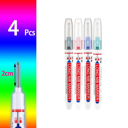2cm Waterproof Deep Hole Marker Pen - Long Head Carpenter Markers for Metal Woodworking Tools 4-80pcs