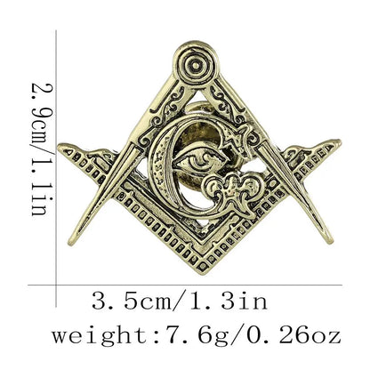Vintage Freemason Emblem Brooch Pin - Hollow Masonic Symbol Badge Ancient Lodge Collectible Accessory