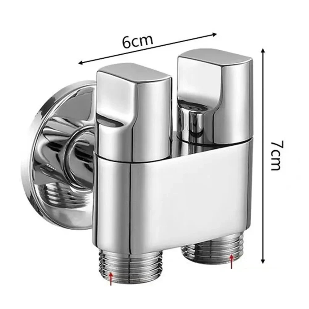 Double Control Washing Machine Faucet - Dual Outlet Triangle Valve Water Tap for Toilet and Washing Machine Connection