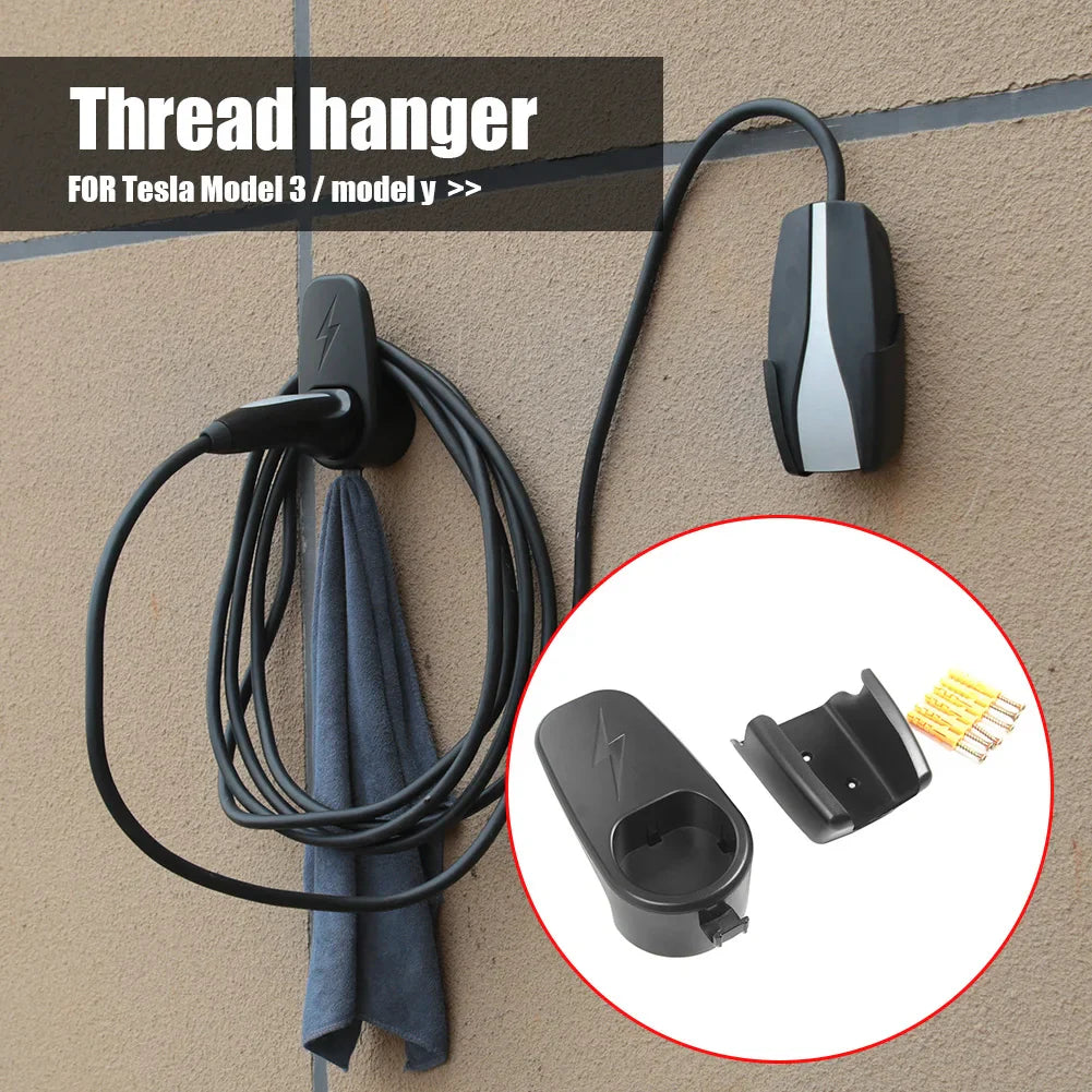 Vehicle Charger Control Holder with Chassis Bracket - Wall Stand for Tesla Model 3/Y, Charger Cable Organizer