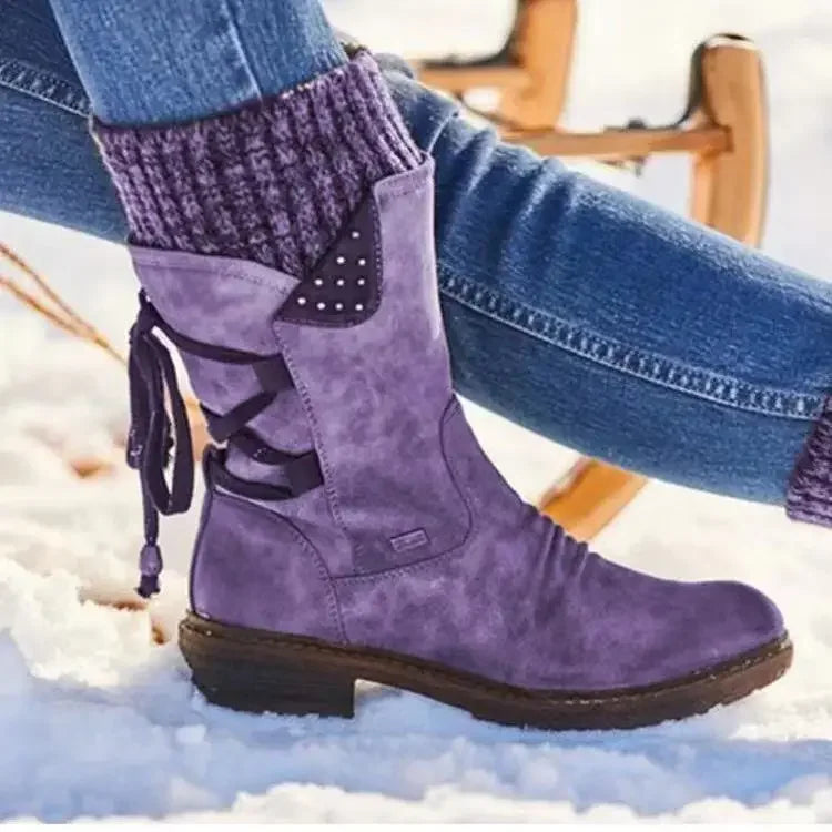 Women’s Winter Mid-Calf Boots – Fashion Snow Shoes, Warm Suede Thigh-High Botas 2023