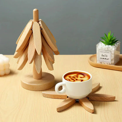 Tree Design Wooden Trivet – Decorative Heat-Resistant Table Mat & Pot Coaster