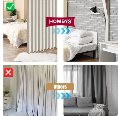 Magnetic Pleated Accordion Door Curtain – Folding Closet & Room Divider Curtain for Bedroom and Living Room