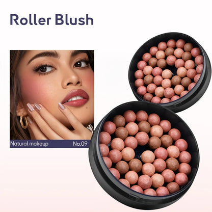 Roll-On Blush Makeup - Long Lasting Shimmer & Matte Finish with 3D Glossy Texture Brush