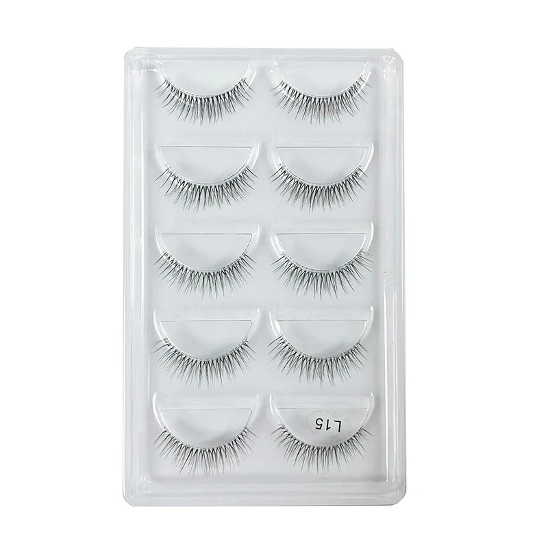 5 Pairs Manga Style Cosplay False Eyelashes – Soft Natural Short Mink Strip Lashes with Clear Band