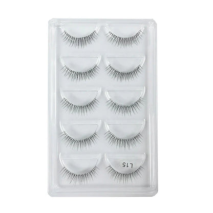 5 Pairs Manga Style Cosplay False Eyelashes – Soft Natural Short Mink Strip Lashes with Clear Band