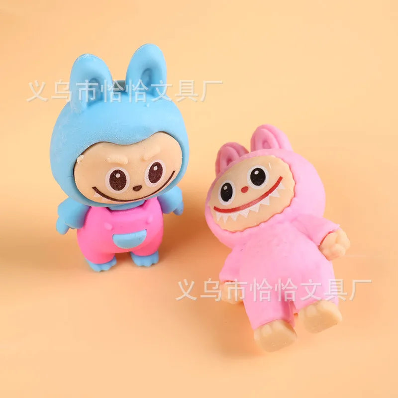 32PCS Labubu Eraser Blind Box – Anime Cartoon Figure Erasers for Kids’ School Supplies
