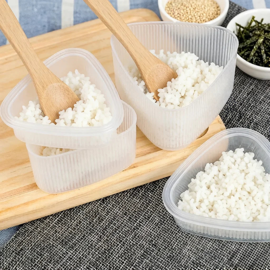 2PCS Transparent Sushi Mold Kit – DIY Onigiri Rice Ball & Triangular Sushi Maker Press for Bento Kitchen Food Preparation