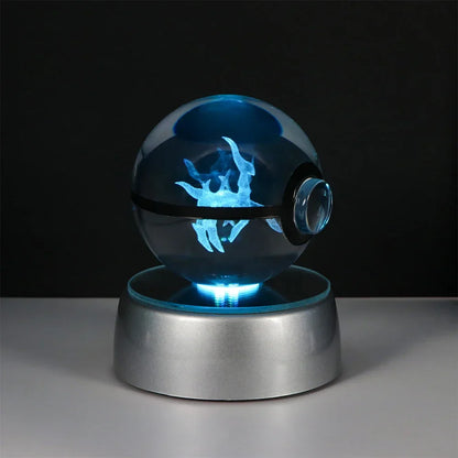 Pokemon Crystal Ball Night Light – Pikachu, Gengar, Eevee, Mewtwo & Lucario LED Pokeball, Kids Birthday Gift & Home Decor
