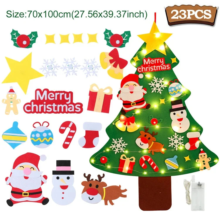 DIY Felt Christmas Tree Decoration – Xmas Ornament for Home Navidad Noel 2025 Santa Claus Kids Gift