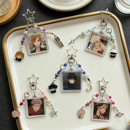 Anime Beaded Keychain - Cute Gojo, Itadori, Megumi, Nobara & Sukuna Inspired Backpack Accessories