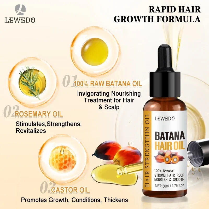 Pure Batana Hair Oil - Natural Hair Growth Treatment for Men & Women with Nourishing Shine Care