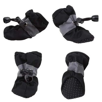 4Pcs Waterproof Dog Boots - Non-Slip Reflective Paw Protectors with Soft Breathable Lining