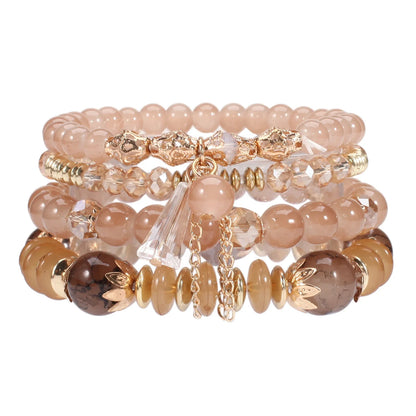 Bohemian Stackable Bead Bracelets - Multilayer Charm Stretch Bangles for Women