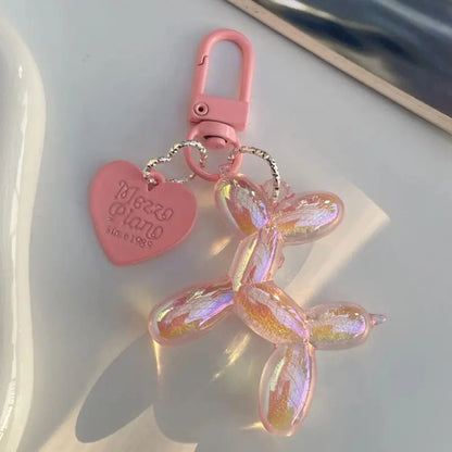 Jelly Balloon Dog Keychain - Cute Cartoon Dog Pendant Key Ring Gift for Unisex