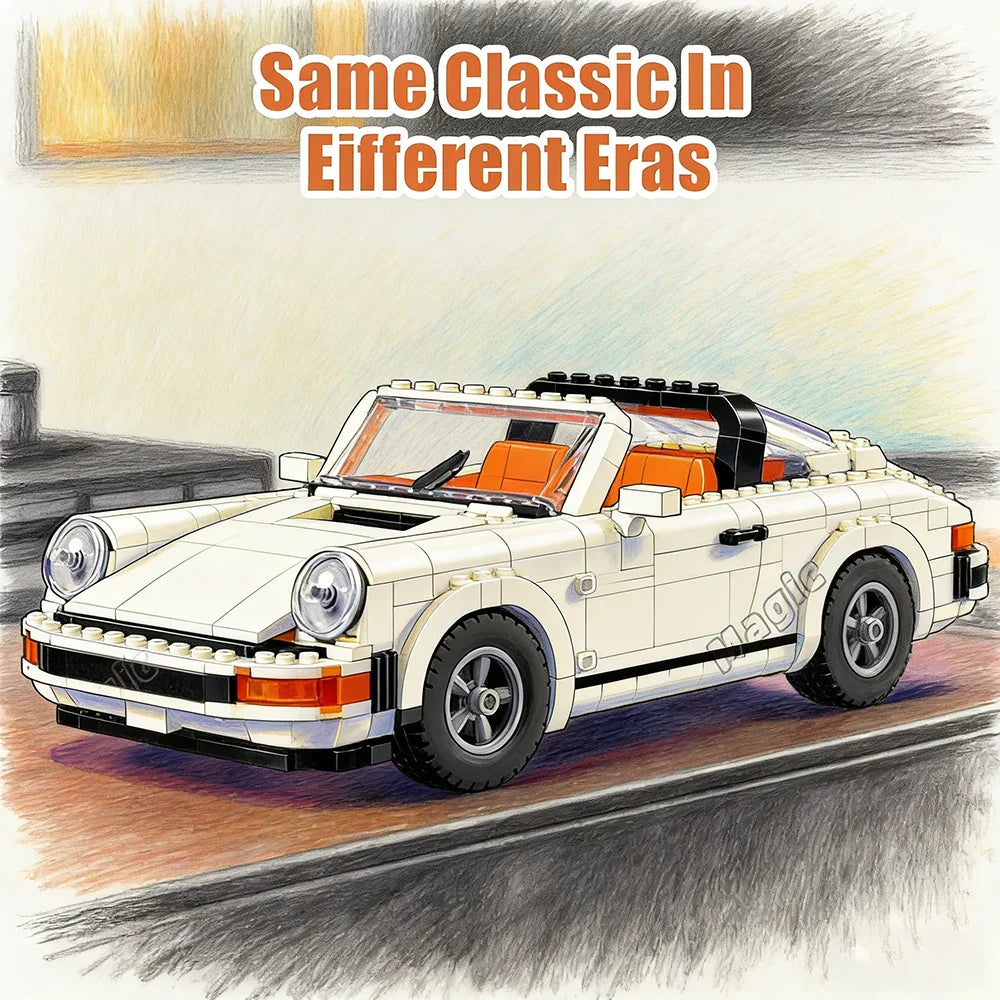 Classic Sports Car 1458PCS Mechanical Building Blocks – Retro Car Model Educational Toy for Kids, Birthday Gift
