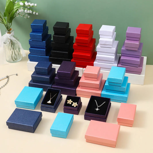 24pcs Jewelry Gift Boxes - 9x9x3cm Velvet Sponge Travel Organizer Cases for Rings Earrings Necklace Storage