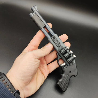 Mini Alloy Rubber Band Gun Toy - 8 Round Novelty Model with 20 Colorful Rubber Bands Included