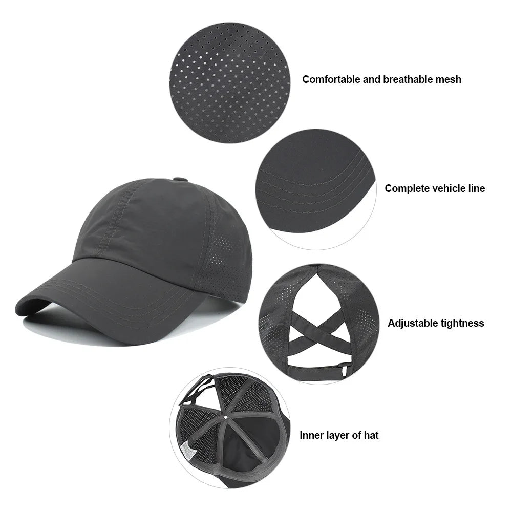 Stay Cool and Stylish: Women's Quick-Drying Breathable Baseball Cap - Outdoor Sun Hat with Light-Emitting Plate, Perfect for Sun Protection and Casual Summer Style