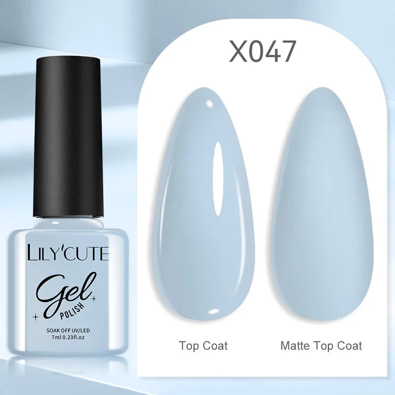 LILYCUTE Solid Color Gel Nail Polish 7ml - Semi-Permanent Soak Off UV LED Gel Varnish for Nail Manicure Art