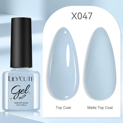 LILYCUTE Solid Color Gel Nail Polish 7ml - Semi-Permanent Soak Off UV LED Gel Varnish for Nail Manicure Art