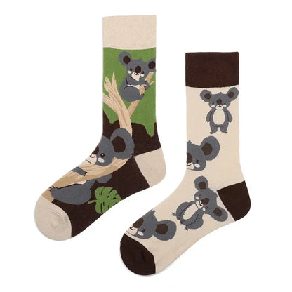 WY_New Asymmetrical Couples Mandarin Ducks Cotton Socks – Fashion Sports Colorful Medium & High Sleeve Unisex Crew Socks, Trendy Couple Gift Socks