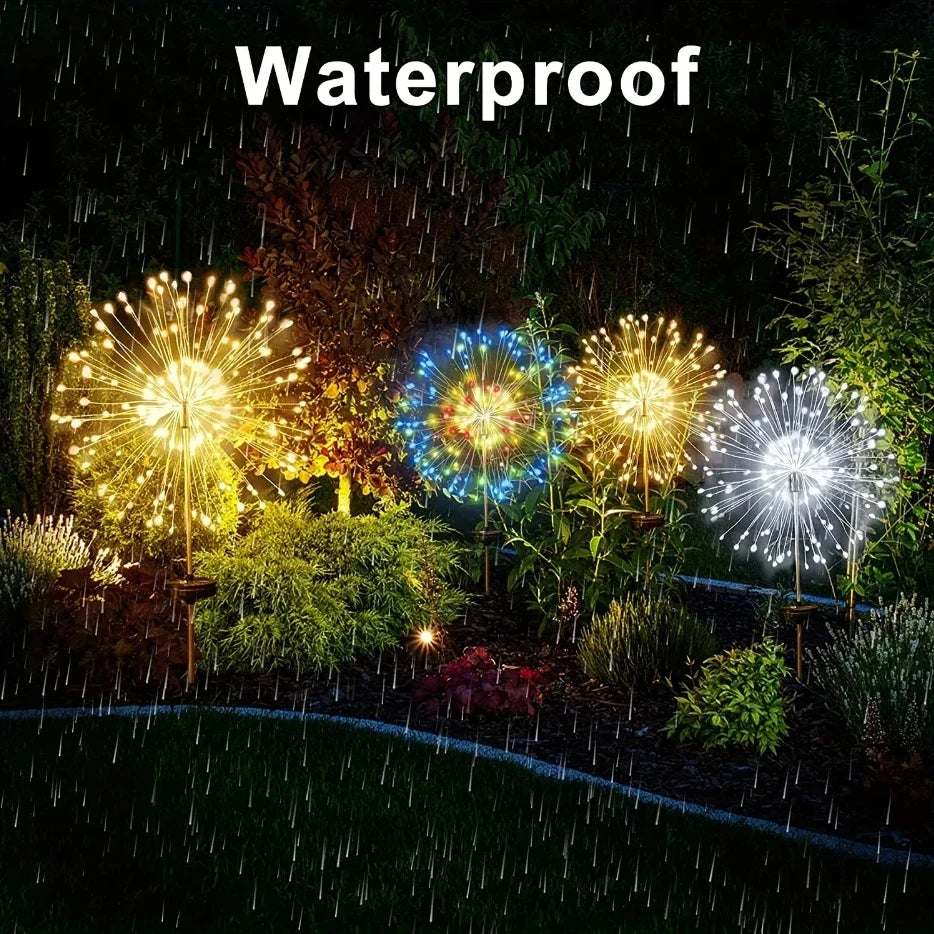 8-Mode Solar Outdoor LED Globe Lamp – Dandelion Fireworks Light with 90/120/150/180/200 LEDs for Garden, Lawn & Holiday Decorations