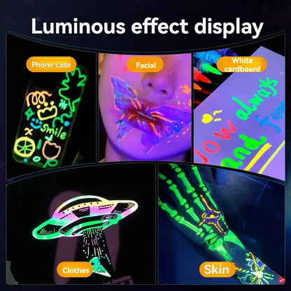8-Color Neon UV Acrylic Paint Pens - Fluorescent Glow-in-the-Dark Markers for DIY Art & Crafts