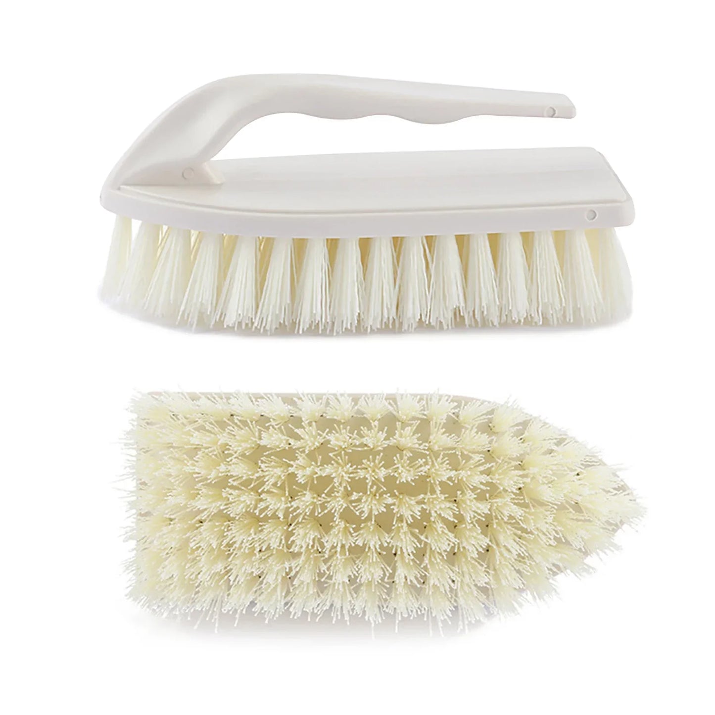 Plastic Scrubbing Brush with Handle - Stiff Bristle Non-Slip Cleaning Brush for Kitchen, Bathroom & Car Care
