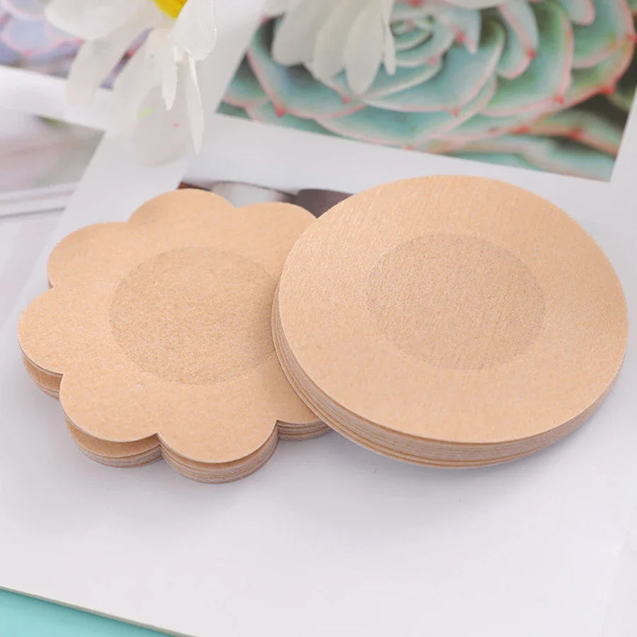 100PC Disposable Cloth Nipple Covers – Invisible Bra Pasties, Breast Petals & Chest Stickers for Women