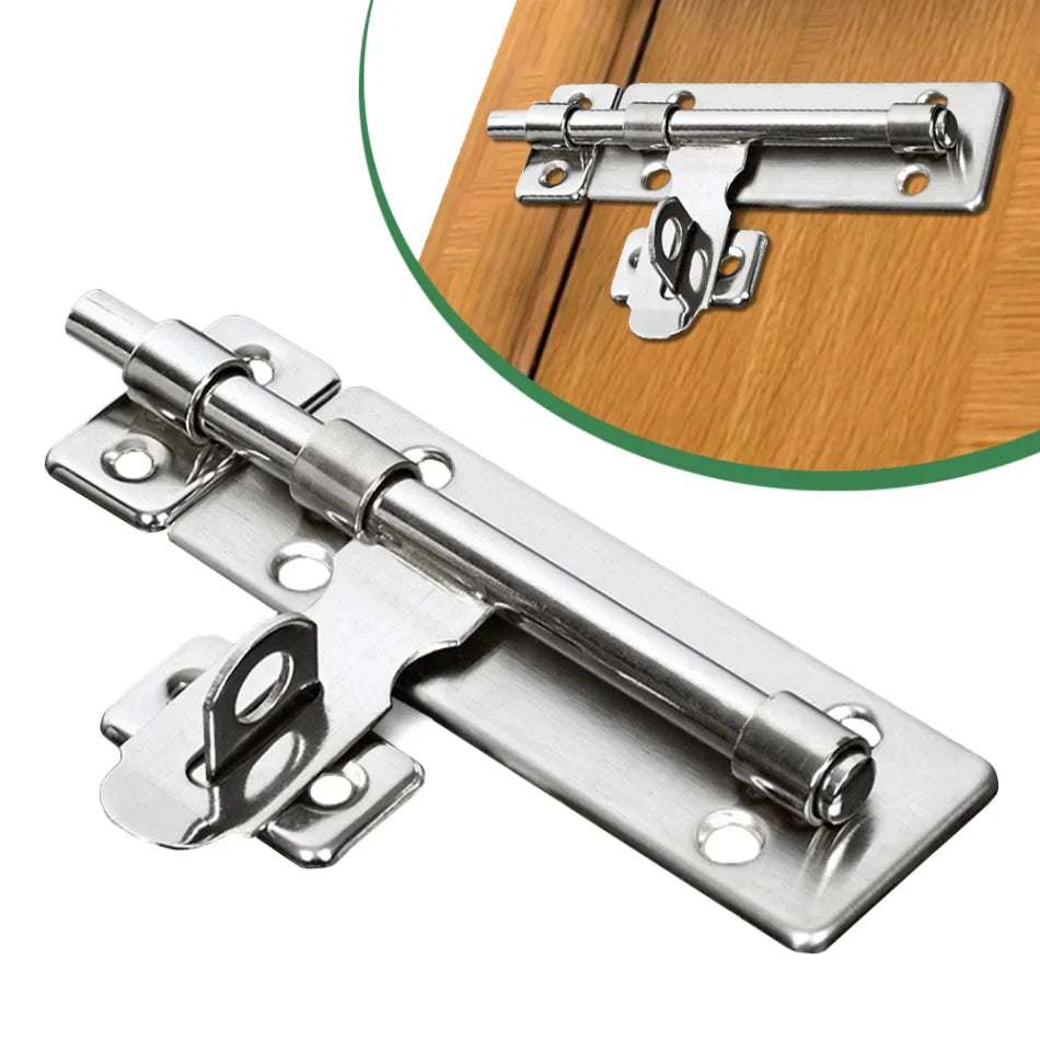 4-Inch Stainless Steel Door Lock – Barrel Bolt Latch Padlock Clasp Set for Doors, Windows, Drawers & Cupboards (Brushed Finish)
