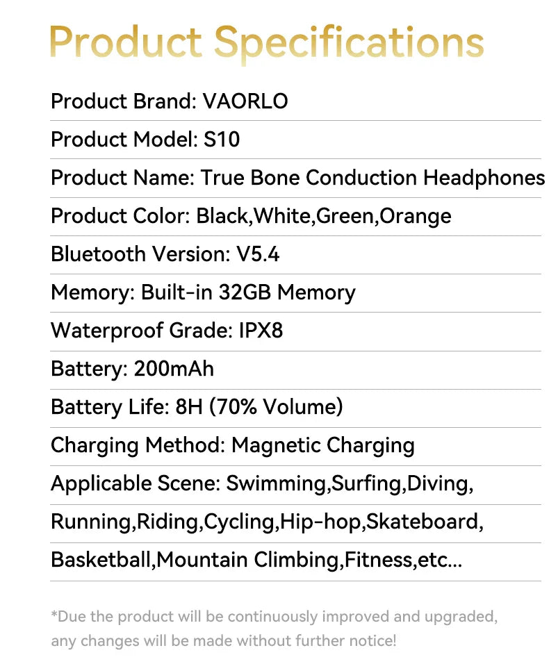 Bone Conduction Bluetooth 5.4 Headphones – Wireless IPX8 Waterproof Earphones for Swimming & Sports with MP3 Player, 32GB Storage